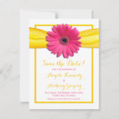 Save The Date Gerbera rose Mariage de ruban jaune (Devant)