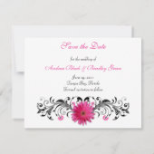 Save The Date Gerbera rose noir blanc floral Enregistrer la cart (Dos)