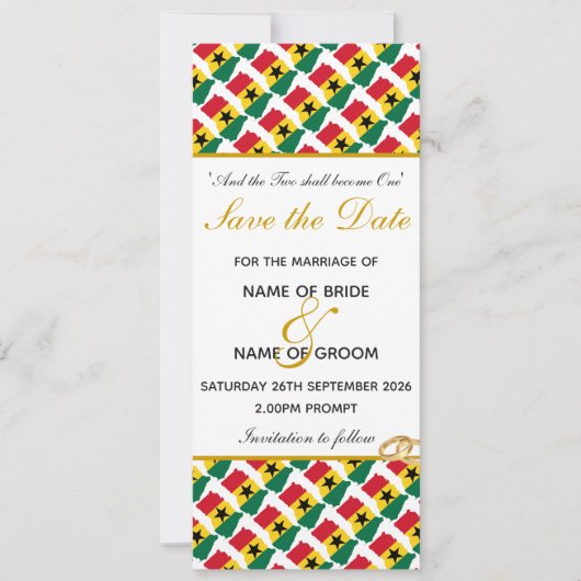 Save The Date GHANA Célébration de mariage chrétien (Devant)