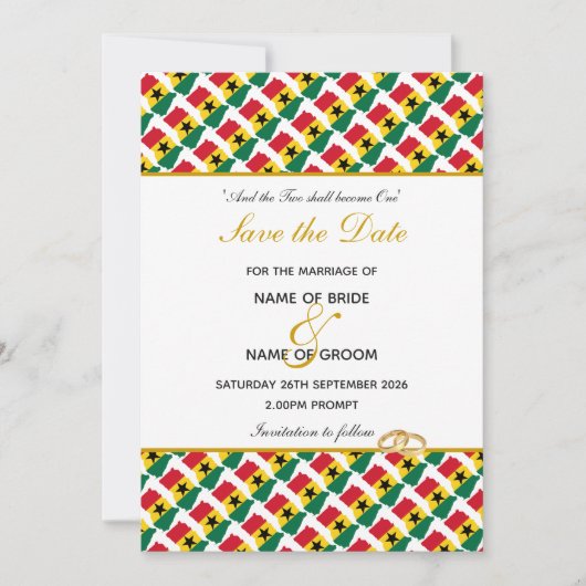 Save The Date GHANA Mariage Célébration Chrétienne (Devant)