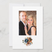 Save The Date Ginger et Navy Floral Mariage Photo (Dos)