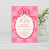 Save The Date Gingham à ruban rose (Debout devant)