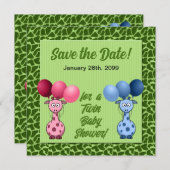 Save The Date Giraffe Baby shower Fraternal Twins (Devant / Derrière)