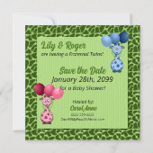 Save The Date Giraffe Baby shower Fraternal Twins (Dos)