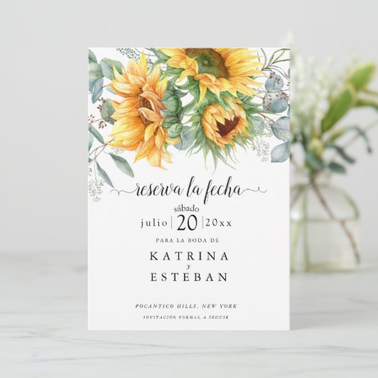 Save The Date Girasoles de otoño rústicos enregistrer la date (Debout devant)