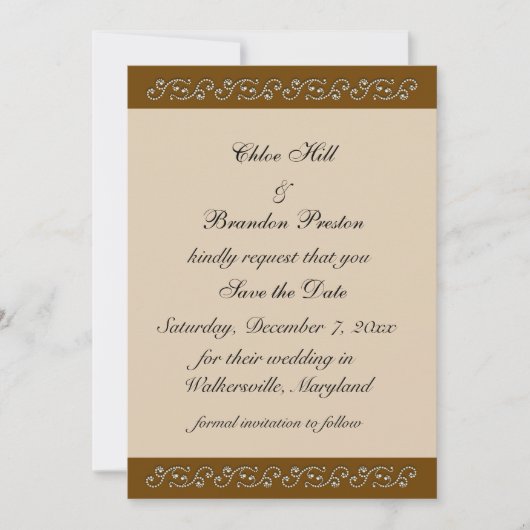 Save The Date Glaçage Perle sur Mocha Enregistrer la Date (Devant)