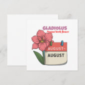 Save The Date Gladiolus - Fleur De Naissance Pour Août (Devant / Derrière)