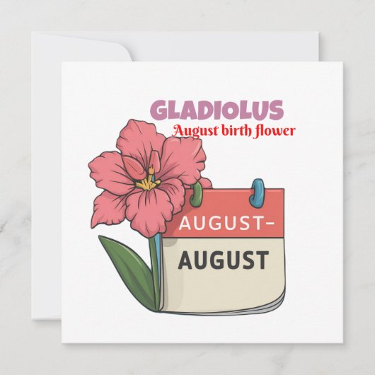 Save The Date Gladiolus - Fleur De Naissance Pour Août (Devant)