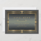 Save The Date Glam Art Deco Mariage Noir/Or ID1033 (Devant)