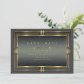 Save The Date Glam Art Deco Mariage Noir/Or ID1033 (Debout devant)