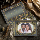 Save The Date Glam Art Déco Mariage Photo Black/Gold ID1033
