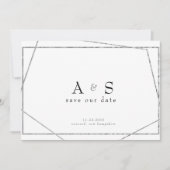 Save The Date Glam Black & Metallic Silver Enregistrer la date (Devant)