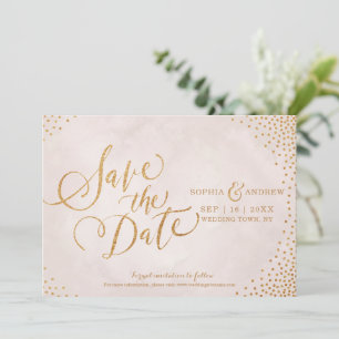 Save The Date Glam blush rose or calligraphie enregistrer la dat