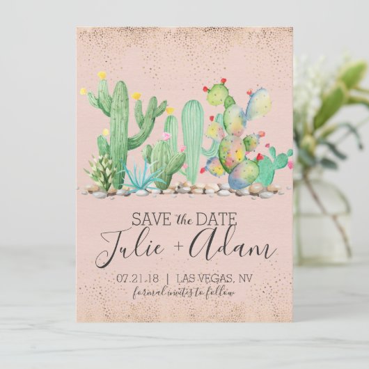 Save The Date Glam Cactus Wedding Enregistrer La Date (Debout devant)