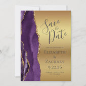 Save The Date Glam d'agate d'or violet moderne Enregistrer la da (Devant)