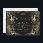 Save The Date Glam Gold Art Déco Peacocks Mariage Enregistrer La<br><div class="desc">Design unique avec un mélange de paons de style ancien et d'architecture moderne et audacieuse. Utilisez l'outil Personnaliser pour ajouter vos informations. Vous pouvez également choisir la couleur arrière - plan. Pour les articles correspondants,  visitez,  s'il vous plaît,  ma collection Glam Gold Art Déco Peacocks.</div>