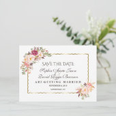 Save The Date Glam Gold Blush Rose Floral Enregistrer La Date (Debout devant)