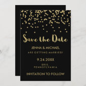 Save The Date Glam Gold Confetti Mariage Enregistrer la date sur (Devant / Derrière)