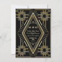 Glam Gold et Black Great Gatsby Enregistrer la dat