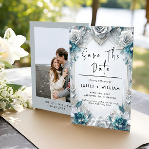 Save The Date Glam métal brillant haut de gamme Mariage argent