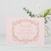 Save The Date Glam Paris rose vintage (Debout devant)