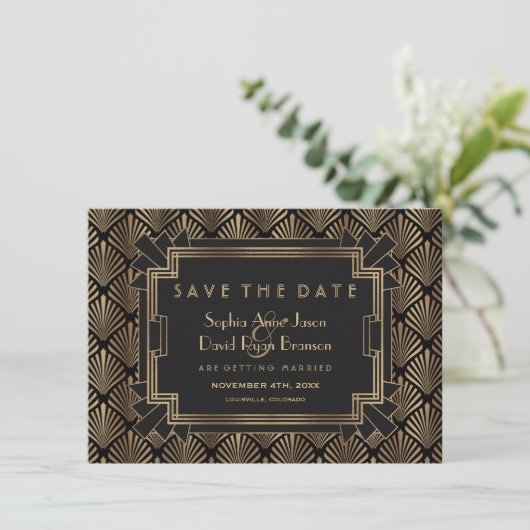 Save The Date Glam Roaring 20's Great Gatsby Enregistrer la date (Debout devant)