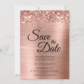 Save The Date Glam Rose brillant Parties scintillant or brillant (Devant)
