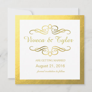 Save The Date Glam Tourbillonnant Flourish Gold Foil Enregistrer