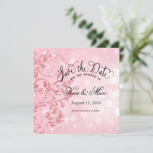 Save The Date Glamor Parties scintillant Luxe Enregistrer la dat (Debout devant)