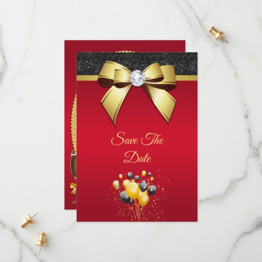 Save The Date Glamour, Romantique Élégance Anniversaire (Devant/Arrière en situation)