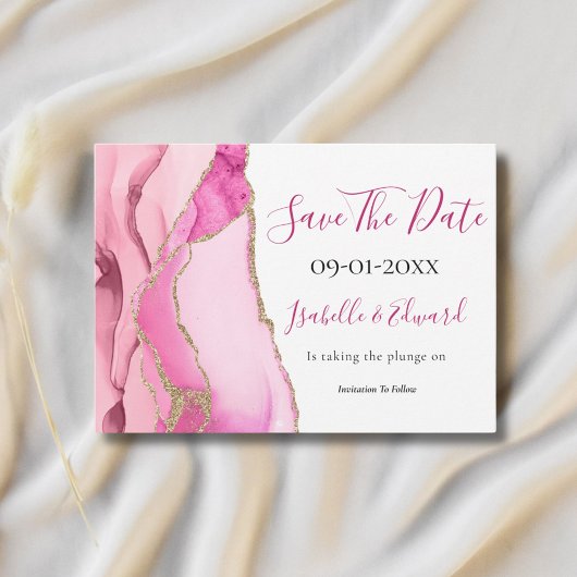 Save The Date Glamour rose Agate Pierre or Parties scintillant M