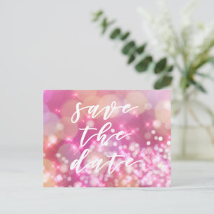 Save the date Glamoureus roze Sparkles Briefkaar Aankondigingskaart