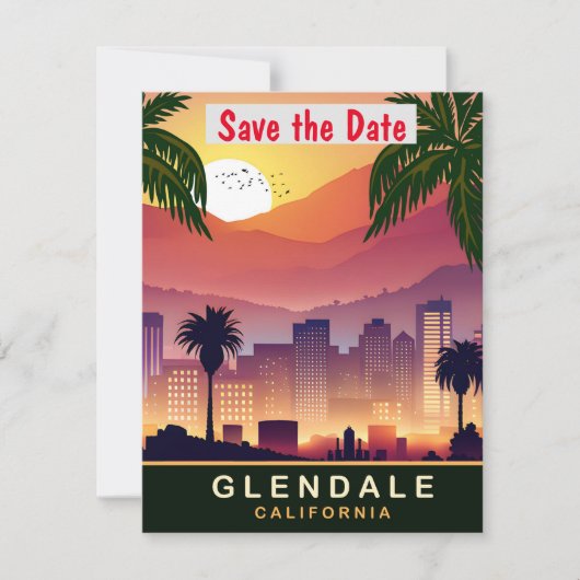 Save The Date Glendale, Californie, Travel Postcard, (Devant)