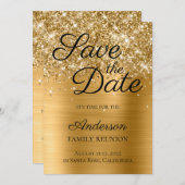Save The Date Glitter Gold Foil Famille Réunion (Devant / Derrière)