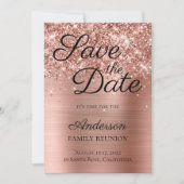Save The Date Glitter Rose Gold Foil Famille Réunion (Devant)