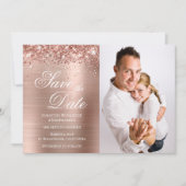 Save The Date Glitter Rose Gold Foil Photo (Devant)