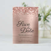 Save The Date Glitterie Rose Gold Foil Élégante calligraphie (Debout devant)