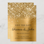 Save The Date Glittery Gold Foil Wedding (Devant / Derrière)