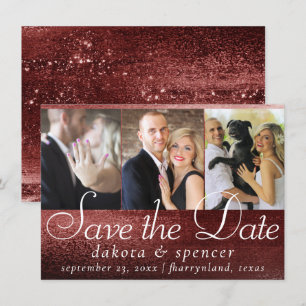 Save The Date Glitzy Foil Henna Crimson Red Sparkson 3 Photo
