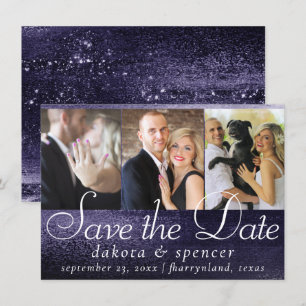 Save The Date Glitzy Foil Indigo Midnight Dark Purple 3 Photo