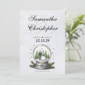 Save The Date Globe des neiges de mariée et de chambre (Debout devant)