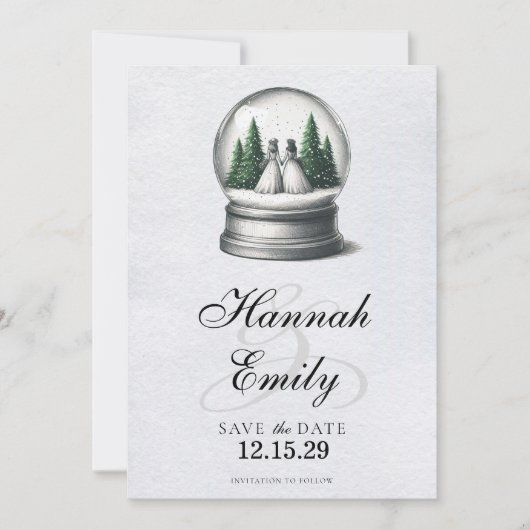 Save The Date Globe des neiges des mariées (Devant)