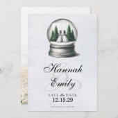 Save The Date Globe des neiges des mariées (Devant / Derrière)