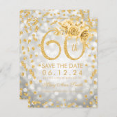 Save The Date Gold 60e anniversaire Lumières de reflet d'argent (Devant / Derrière)