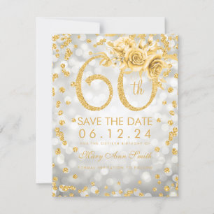 Save The Date Gold 60e anniversaire Lumières de reflet d'argent