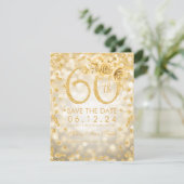 Save The Date Gold 60th Birthday Glam Lights (Debout devant)