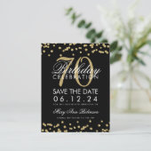 Save The Date Gold Black 70th Birthday Save Date Confetti (Debout devant)