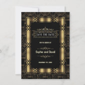 Save The Date Gold Black Art Deco Gatsby années 1920 Enregistrer (Devant)