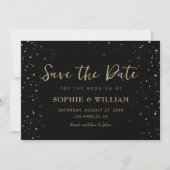 Save The Date Gold & Black Beau Mariage élégant (Devant)