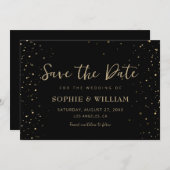 Save The Date Gold & Black Beau Mariage élégant (Devant / Derrière)